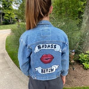 Hand Painted BadAss denim Jacket